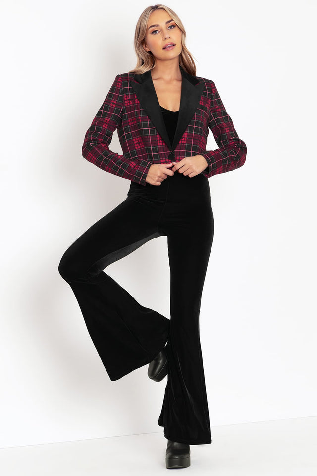 Tartan Ribbon Cropped Blazer