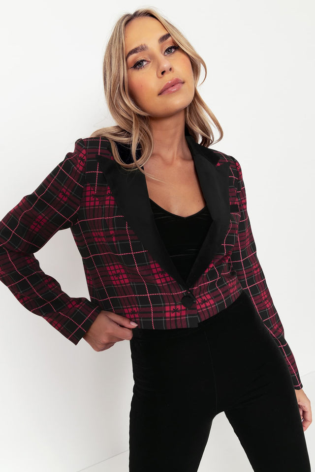 Tartan Ribbon Cropped Blazer