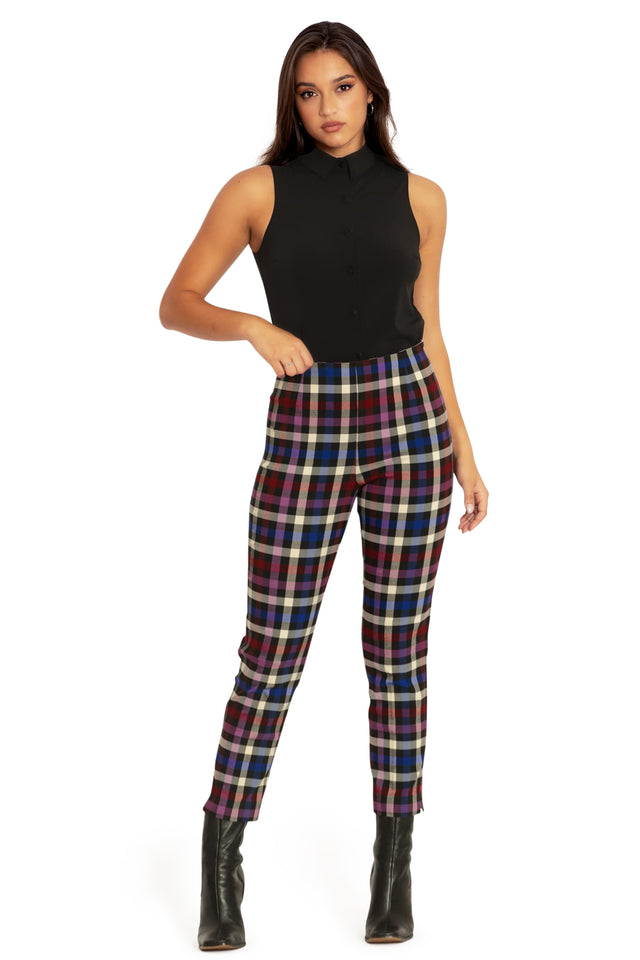 Tartan Static Cigarette Pants Front