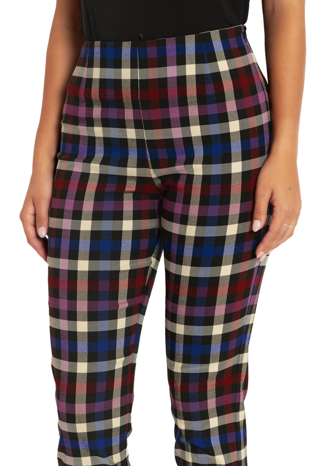 checker print cigarette pants High Waisted Check Brushed Cotton Wolf Clothing Collective Ltd 25.5 34 River Island gingham check cigarette