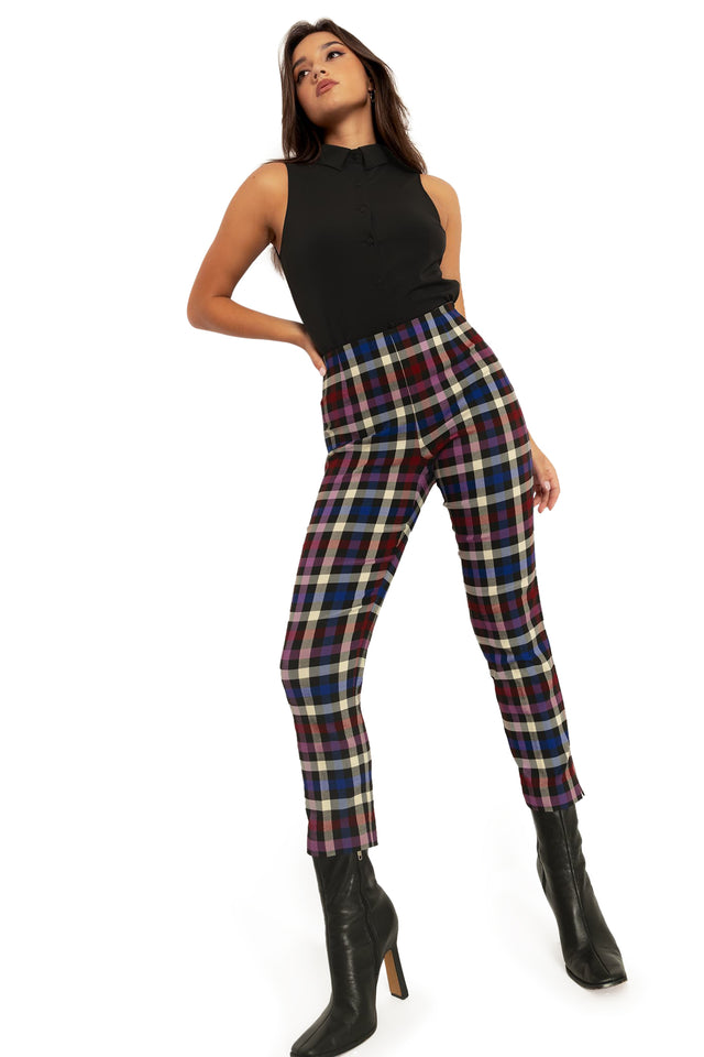 Tartan Static Cigarette Pants Side