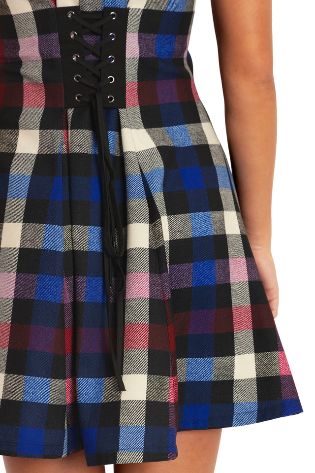 Tartan Static Corset Back Shirt Dress