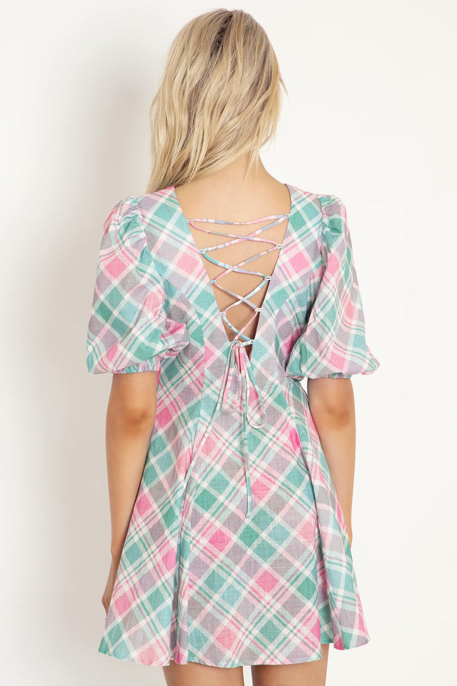 Tartan Peppermint Candy Peasant Dress