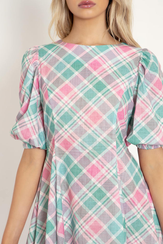 Tartan Peppermint Candy Peasant Dress