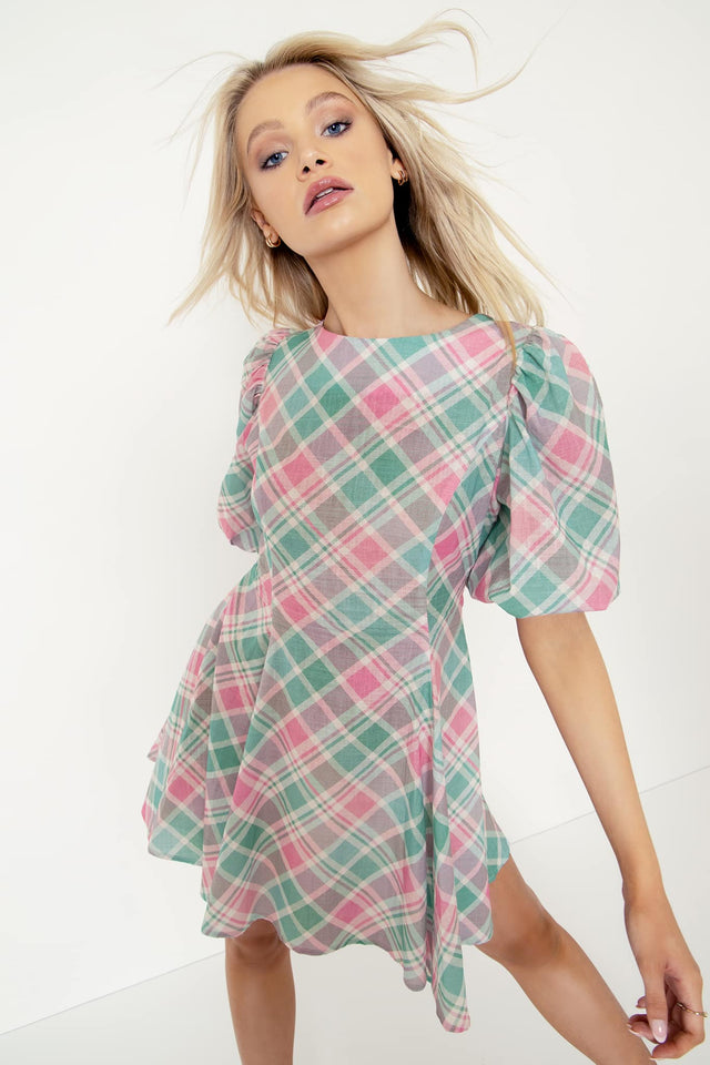 Tartan Peppermint Candy Peasant Dress