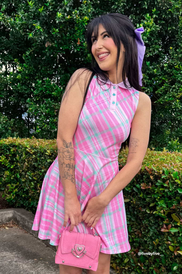 Tartan Pink Polo Dress - Limited BlackMilk Clothing Tartan Pink Polo Dress - Limited BlackMilk Clothing