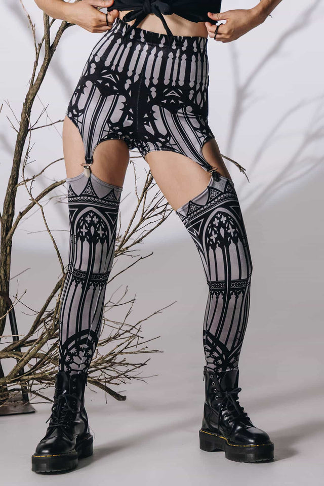 The Cathedral's Veil Velvet Suspenders