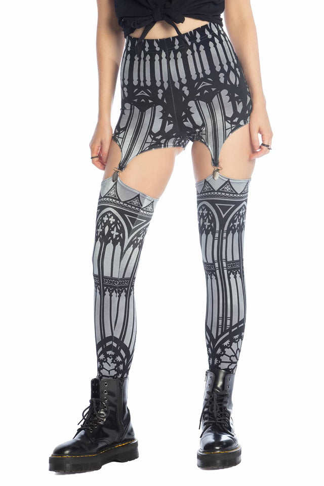 The Cathedral's Veil Velvet Suspenders