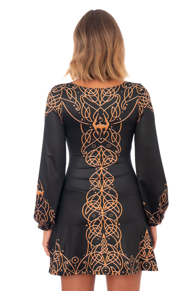 The Elder Scrolls clothing piece featuring Imperial Elegance dress with detailed filigree print and flowing bell shape