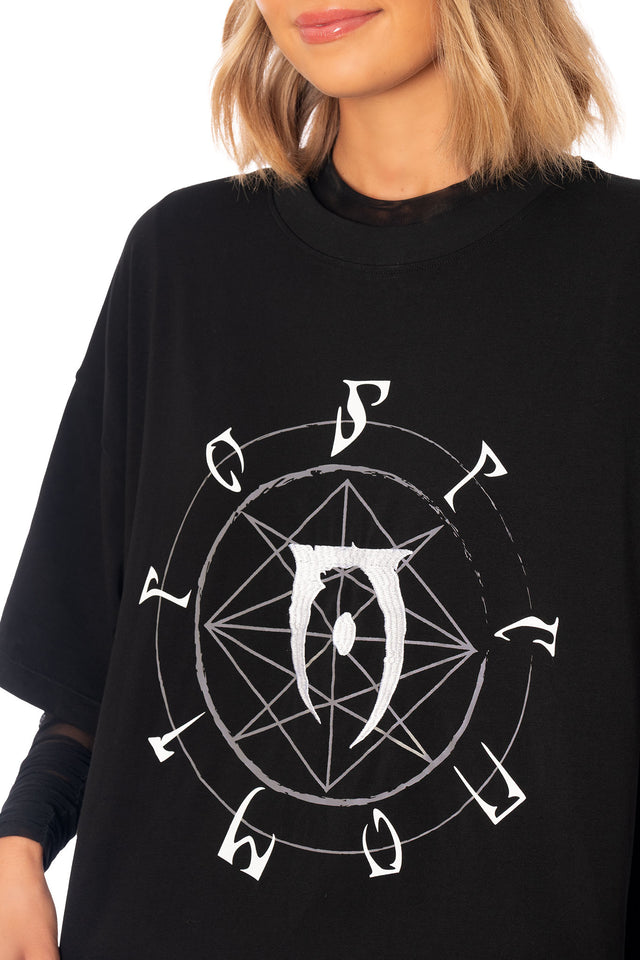 Elder Scrolls apparel giant tee with Daedric symbol design inspired by Oblivion loading screen aesthetic
