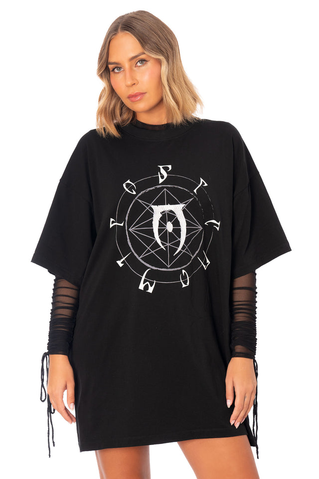 The Elder Scrolls clothing piece featuring Oblivion loading screen tee with Daedric script and oversized silhouette