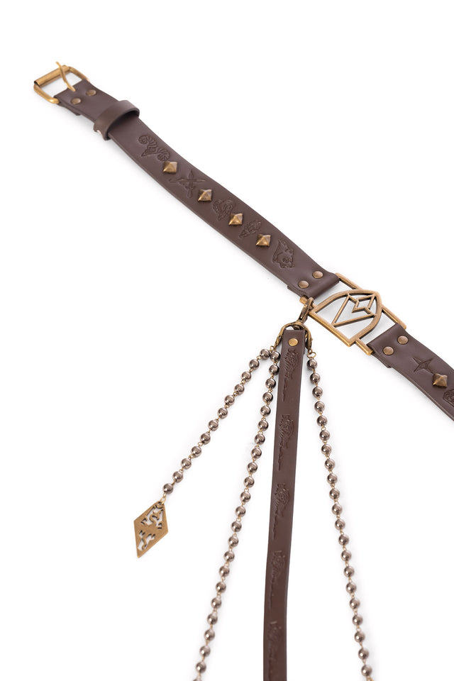 Elder Scrolls fashion belt inspired by RPG quest items with bold buckle, adjustable strap and chain charm detailing