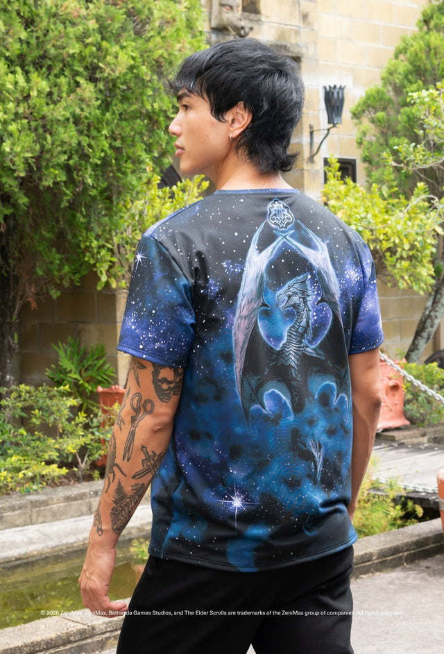 The Elder Scrolls Online clothing inspired tee with Alduin artwork, soft fabric and everyday oversized silhouette