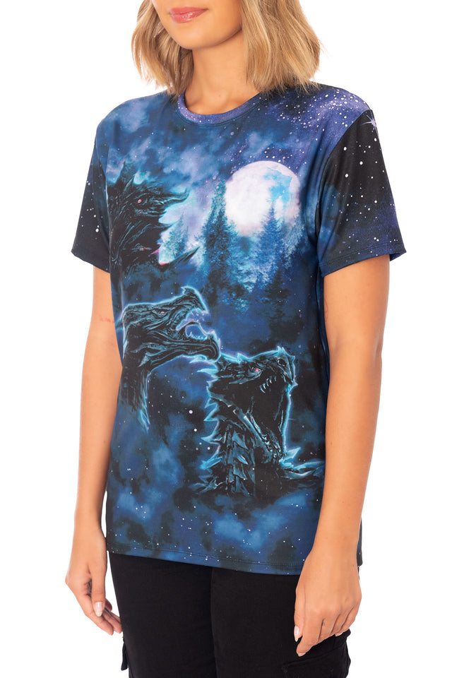 Elder Scrolls fashion oversized t shirt featuring Alduin artwork, crew neck, short sleeves and relaxed boyfriend fit
