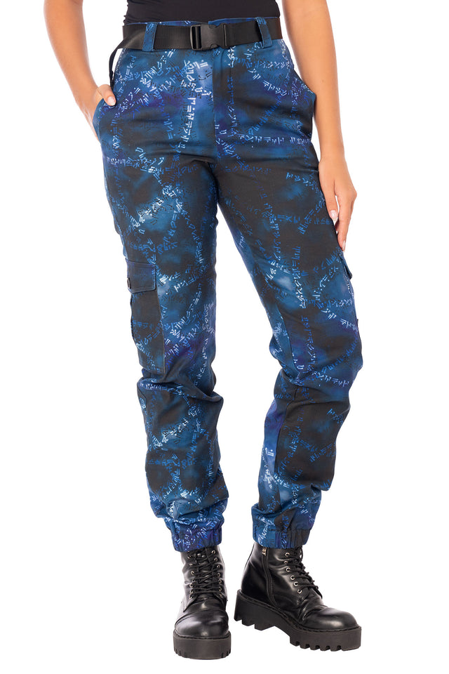 The Elder Scrolls Online fashion inspired cargo pants with Thu’um rune design and relaxed fit silhouette
