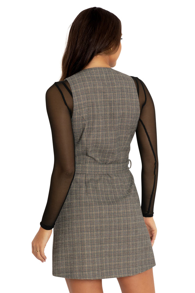 BlackMilk Clothing - The Explorer Tweed Button Up Pinafore Dress