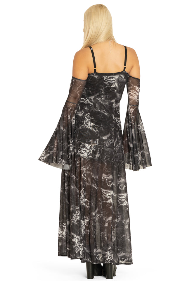 BlackMilk | The Fall Of The Rebel Angels Off The Shoulder Maxi Dress | Grey | S BlackMilk | The Fall Of The Rebel Angels Off The Shoulder Maxi Dress | Grey | S