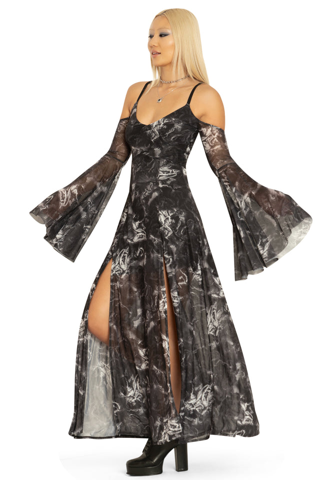 The Fall Of The Rebel Angels Off The Shoulder Maxi Dress Side