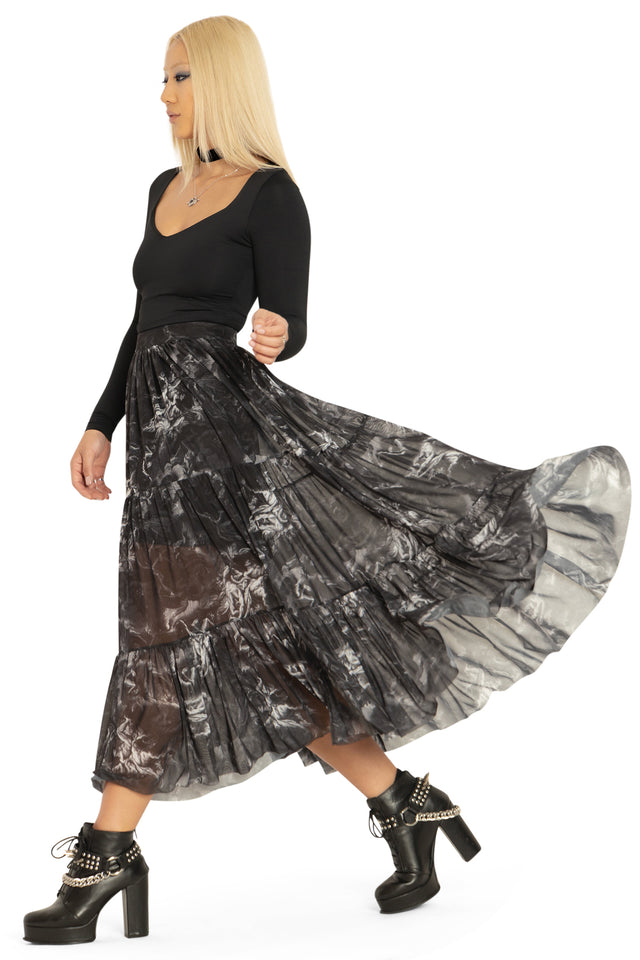 The Fall Of The Rebel Angels Tiered Midaxi Skirt Side