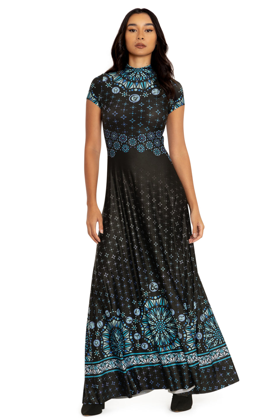 The Harpers High Neck Cap Sleeve Maxi Dress