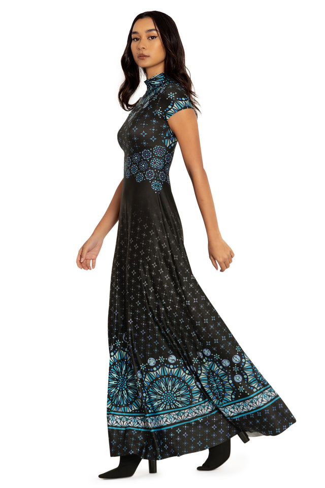 The Harpers High Neck Cap Sleeve Maxi Dress Side