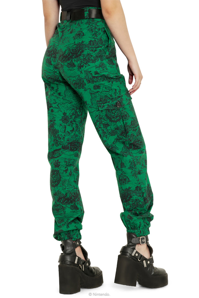 The Legend Of Zelda Green Hyrule Map Cargo Pants Back