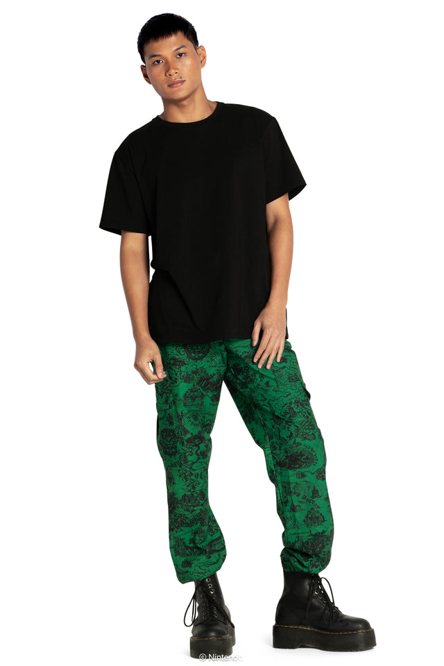 The Legend Of Zelda Green Hyrule Map Cargo Pants Front 