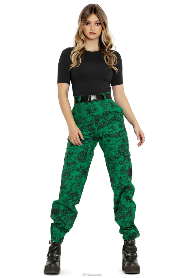 The Legend Of Zelda Green Hyrule Map Cargo Pants Front