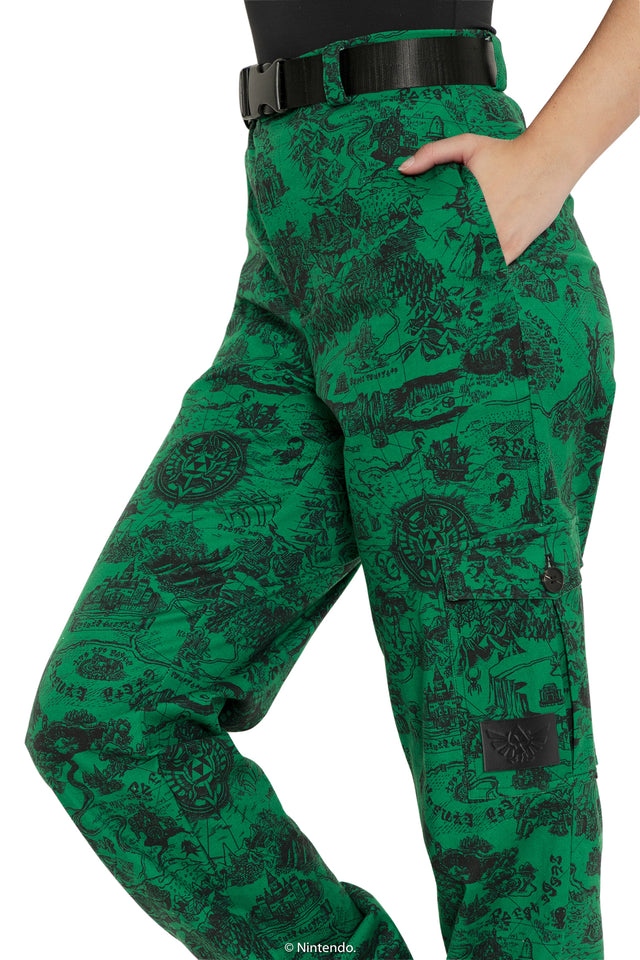 The Legend Of Zelda Green Hyrule Map Cargo Pants Side