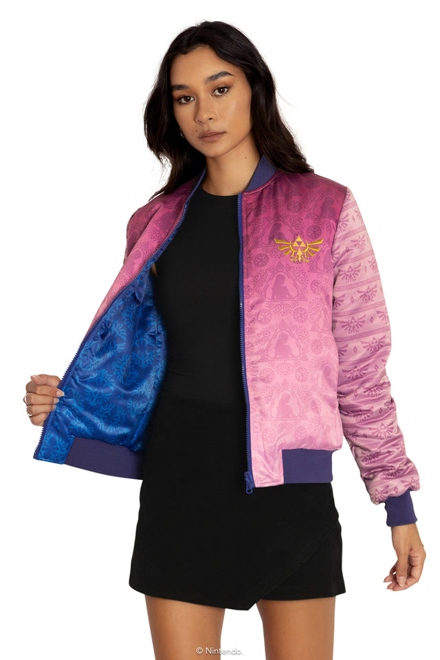 BlackMilk Clothing x Nintendo The Legend Of Zelda - The Legend Of Zelda Princess Zelda And Sheik Reversible Bomber Jacket - The Legend of Zelda Merchandise - Collaboration apparel - Licenced.