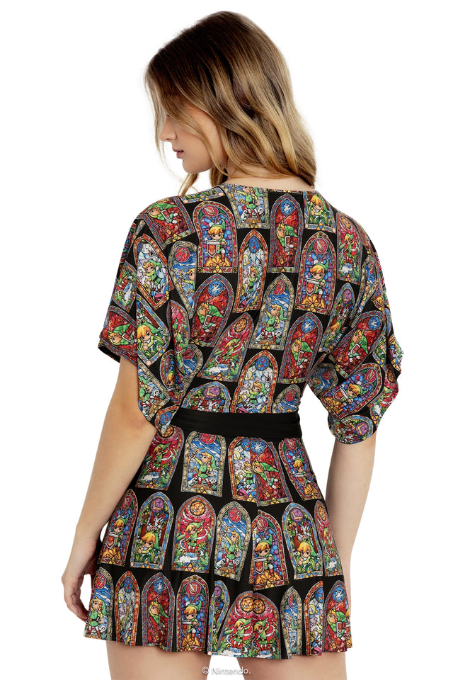 The Legend Of Zelda Stained Glass Link Slinky Playsuit Back