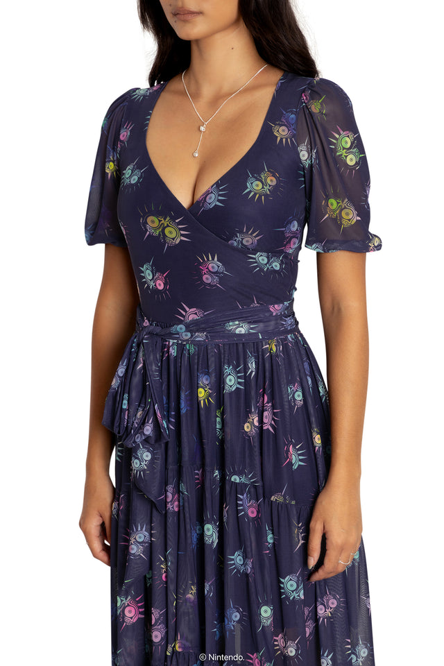 BlackMilk Clothing x Nintendo The Legend Of Zelda - The Legend of Zelda Majora s Mask™ Wrap Midaxi Dress - The Legend of Zelda Merchandise - Collaboration apparel - Licenced.