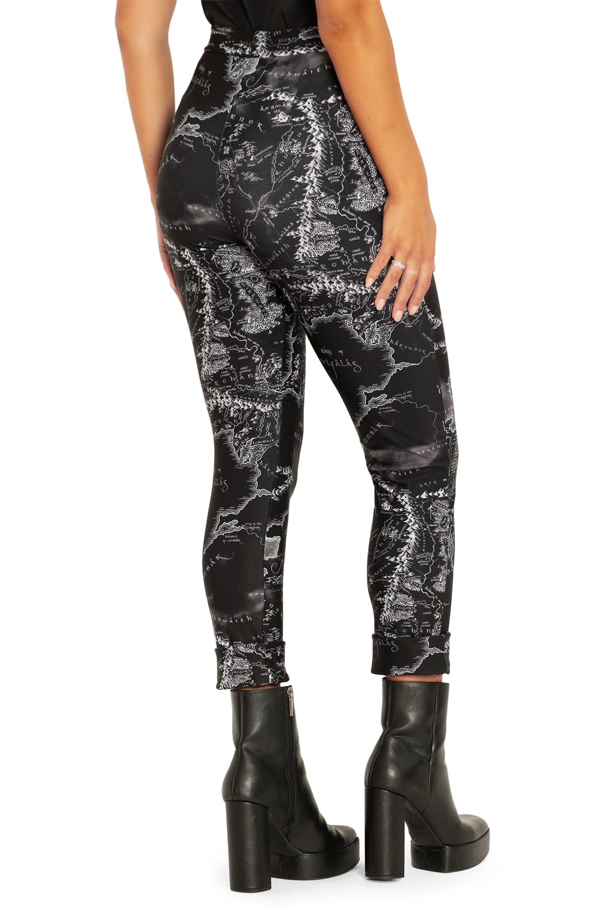 Middle-Earth Map Black Cuffed Pants – BlackMilk Clothing