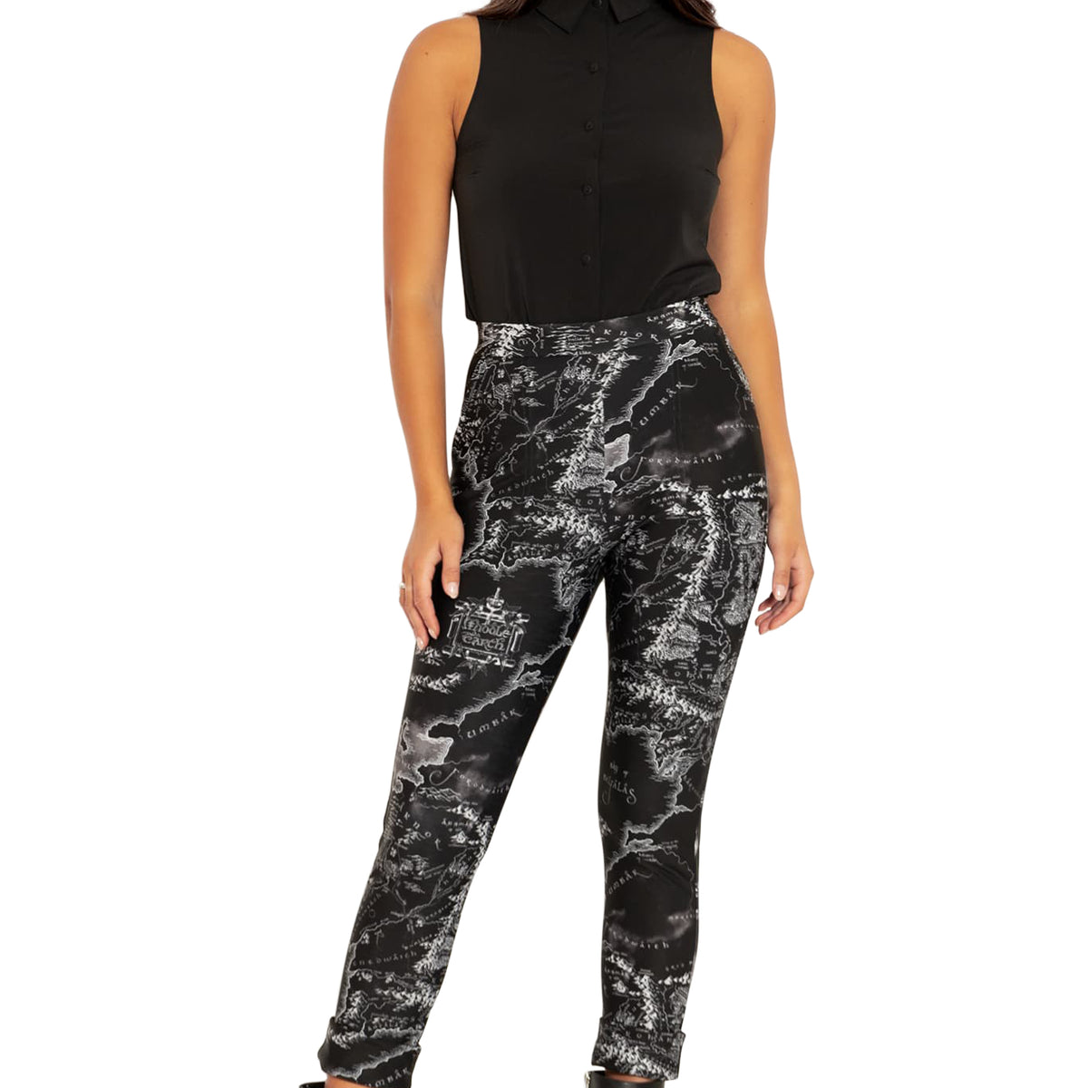Middle-earth Map Black Cuffed Pants – BlackMilk Clothing