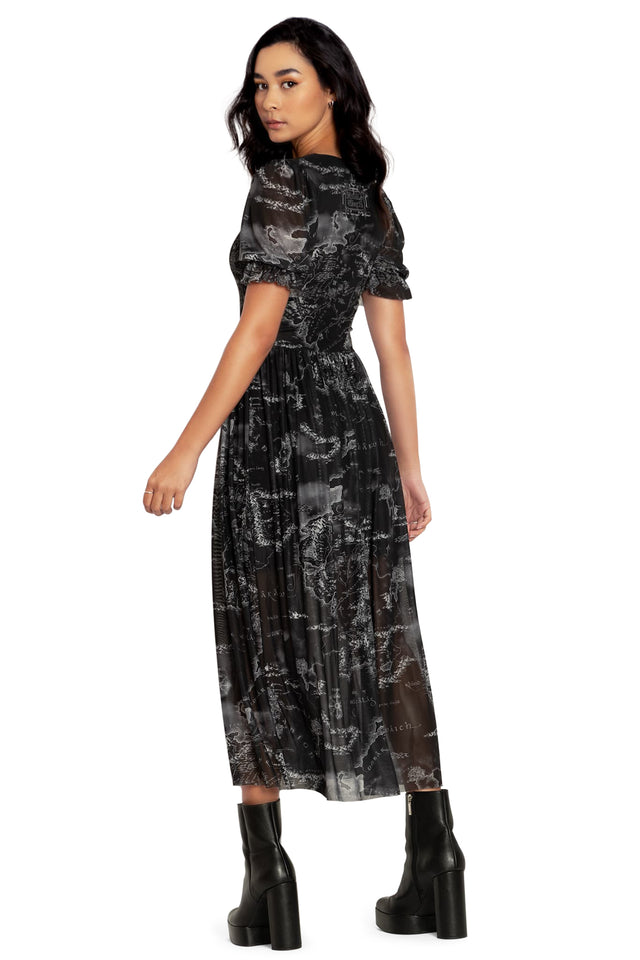 The Lord Of The Rings Black Middle earth Map Midaxi Dress Back 