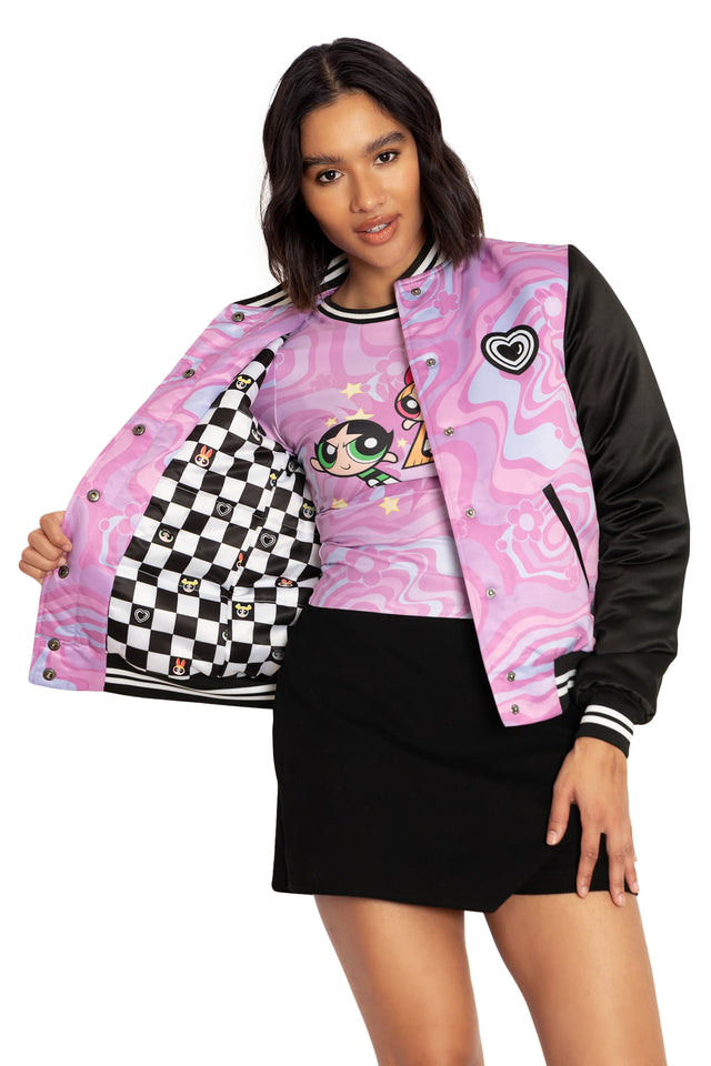 BlackMilk Clothing x Warner Brothers The Powerpuff Girls - The Powerpuff Girls Shiny Bomber Jacket - Warner Bros. Merchandise - Collaboration apparel - Licenced.