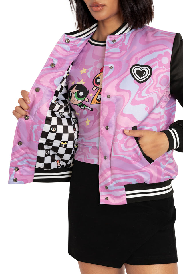 BlackMilk Clothing x Warner Brothers The Powerpuff Girls - The Powerpuff Girls Shiny Bomber Jacket - Warner Bros. Merchandise - Collaboration apparel - Licenced.