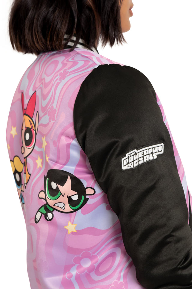 BlackMilk Clothing x Warner Brothers The Powerpuff Girls - The Powerpuff Girls Shiny Bomber Jacket - Warner Bros. Merchandise - Collaboration apparel - Licenced.