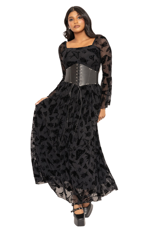 The Swarm Squared Up Flare Sleeve Maxi Dress BlackMilk Clothing The Swarm Squared Up Flare Sleeve Maxi Dress BlackMilk Clothing
