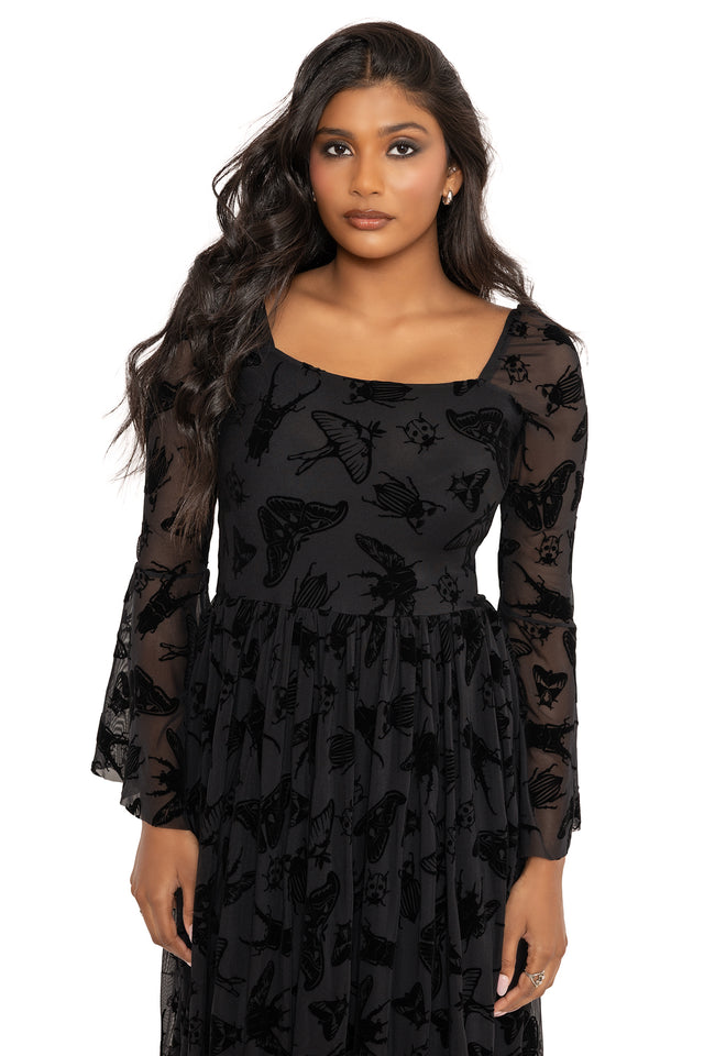 The Swarm Squared Up Flare Sleeve Maxi Dress BlackMilk Clothing The Swarm Squared Up Flare Sleeve Maxi Dress BlackMilk Clothing