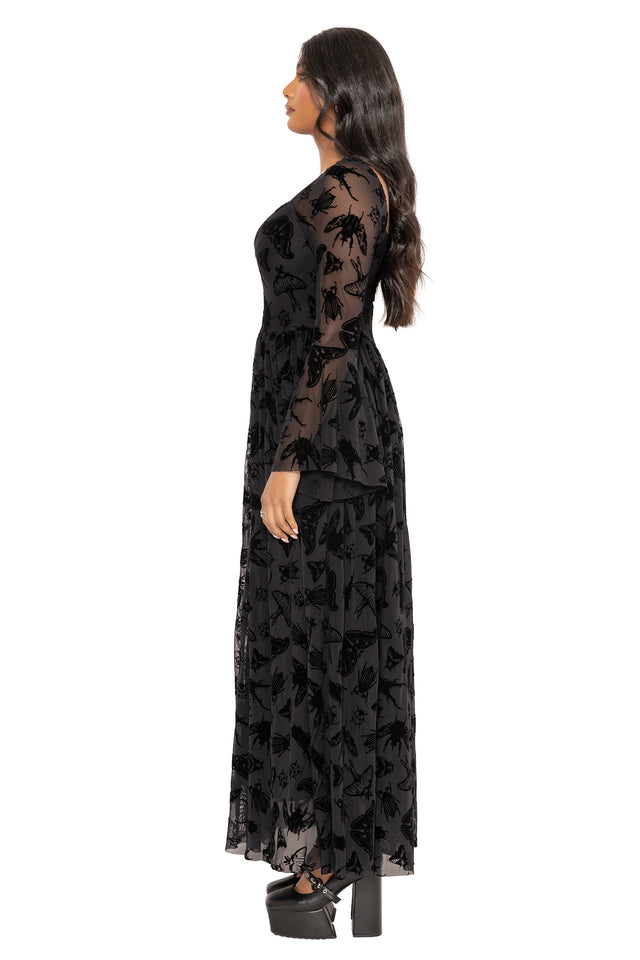 The Swarm Squared Up Flare Sleeve Maxi Dress BlackMilk Clothing The Swarm Squared Up Flare Sleeve Maxi Dress BlackMilk Clothing