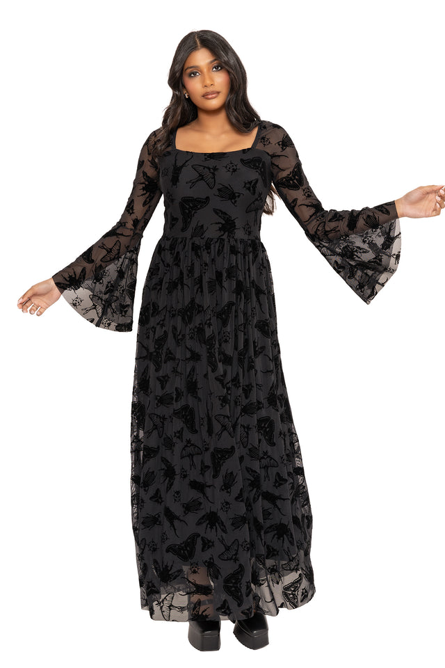 The Swarm Squared Up Flare Sleeve Maxi Dress BlackMilk Clothing The Swarm Squared Up Flare Sleeve Maxi Dress BlackMilk Clothing