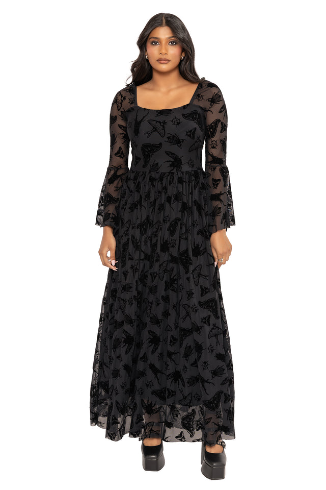 The Swarm Squared Up Flare Sleeve Maxi Dress – BlackMilk Clothing