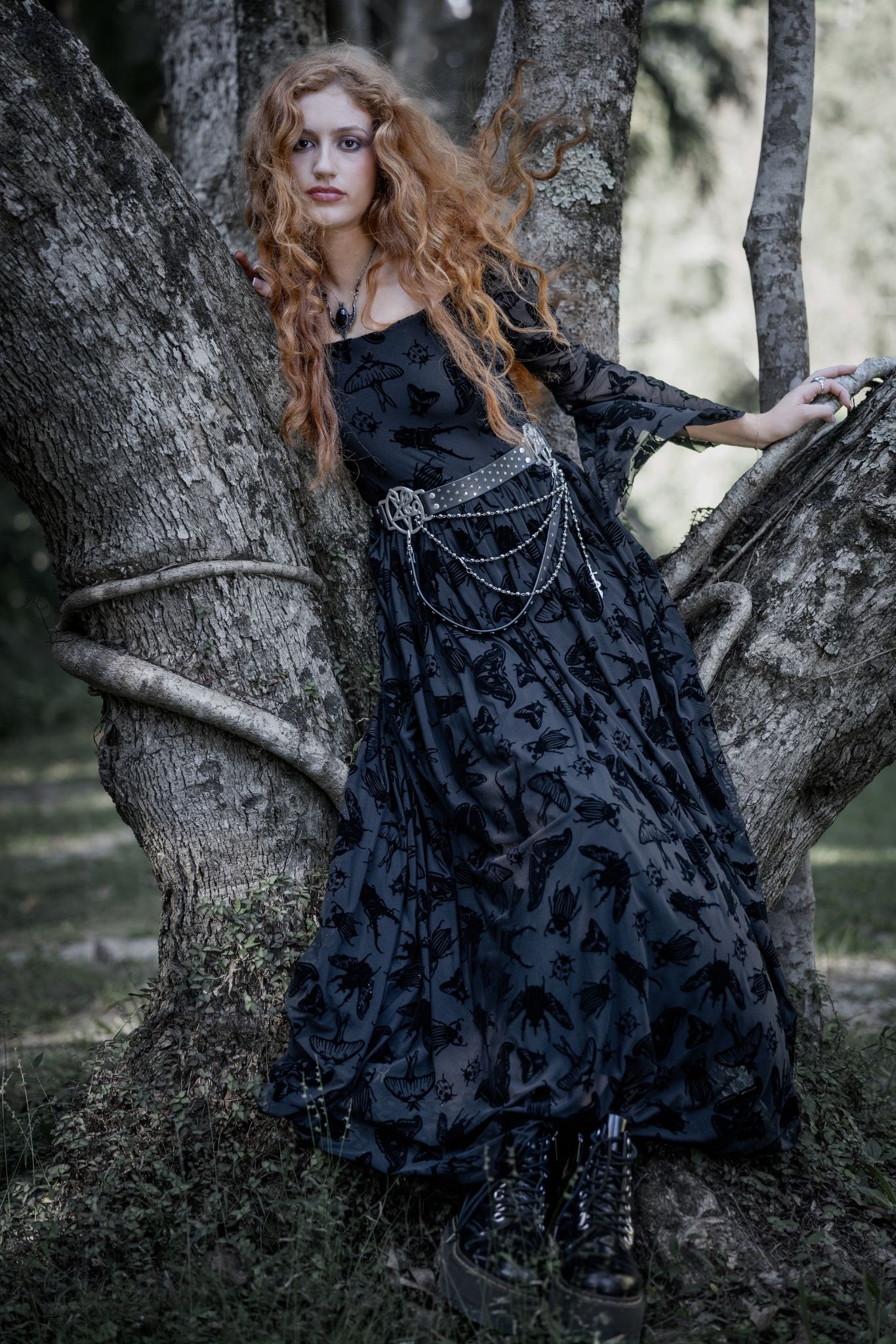 The Swarm Squared Up Flare Sleeve Maxi Dress – BlackMilk Clothing