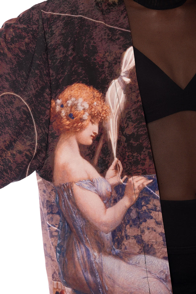 The Three Fates Robe featuring lightweight fabric, relaxed fit and myth inspired print