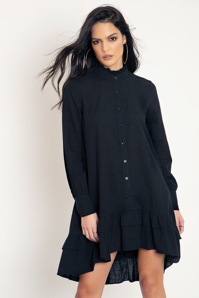 The Thrill Of Frill Shirt Dress
