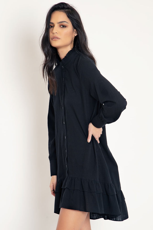 The Thrill Of Frill Shirt Dress