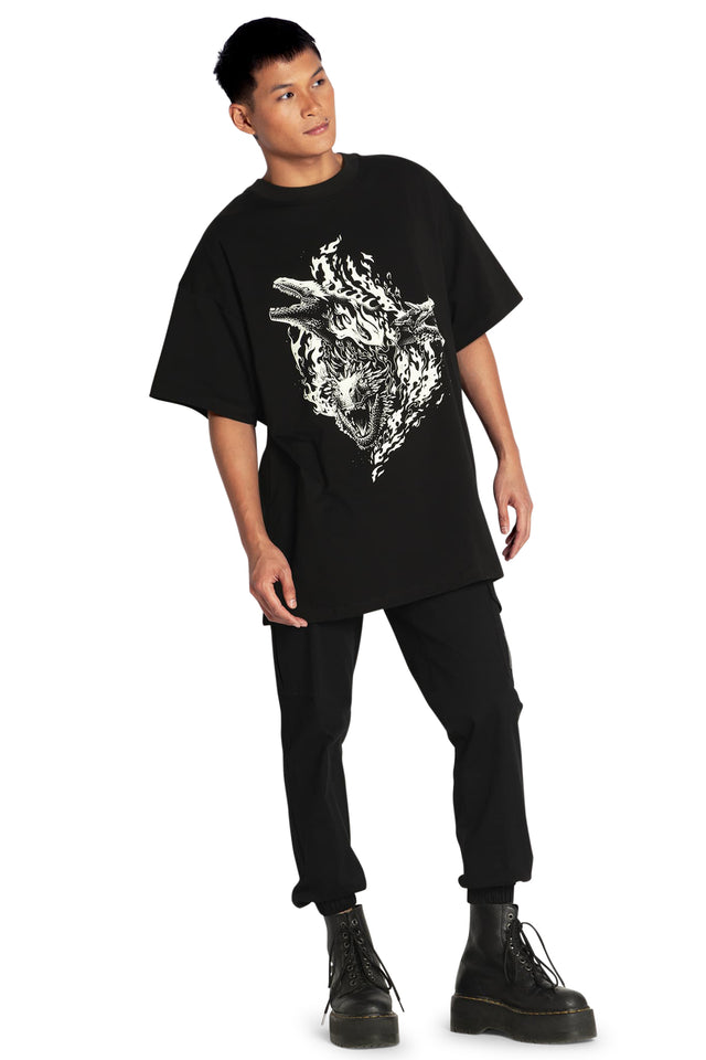 BlackMilk Clothing x Warner Brothers House of the Dragon - Three Dragons Giant Tee - Warner Bros. Merchandise - Collaboration apparel - Licenced.