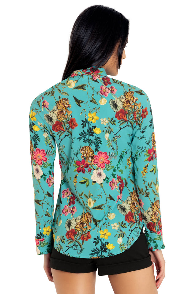 BlackMilk Clothing - Tropical Tiger Long Sleeve Business Shirt