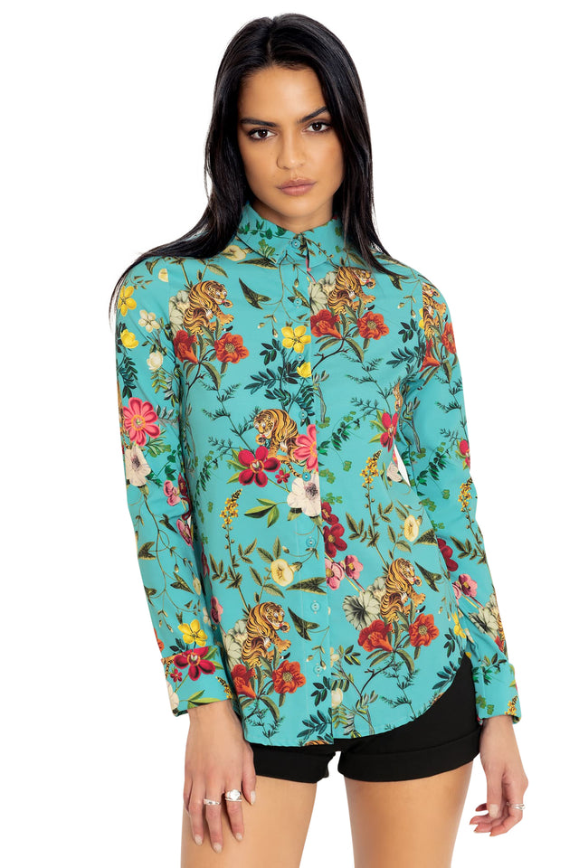 BlackMilk Clothing - Tropical Tiger Long Sleeve Business Shirt